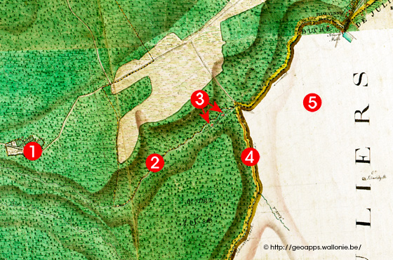 Kopermolens op de oude kaart van Weser