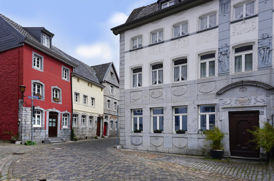 Foto huis met blauwe steen in Kornelimünster