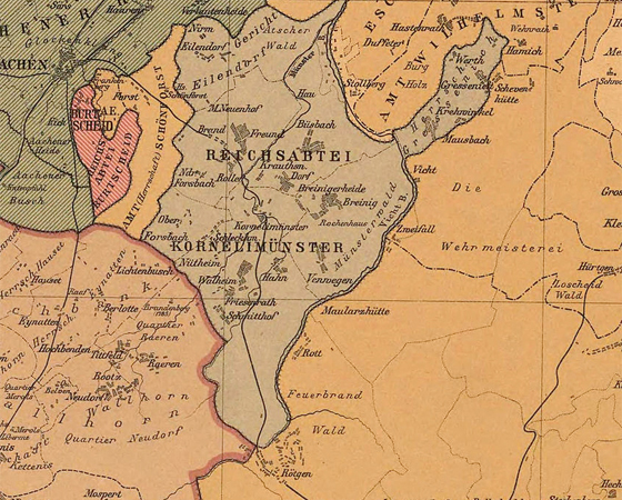 Karte Territorium der Reichsabtei Kornelimünster um 1789 